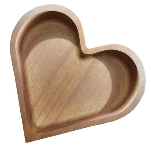 Heart Shaped Wooden Bowl Decorative Fruit Tray Stackable Snack Dessert Plate 2