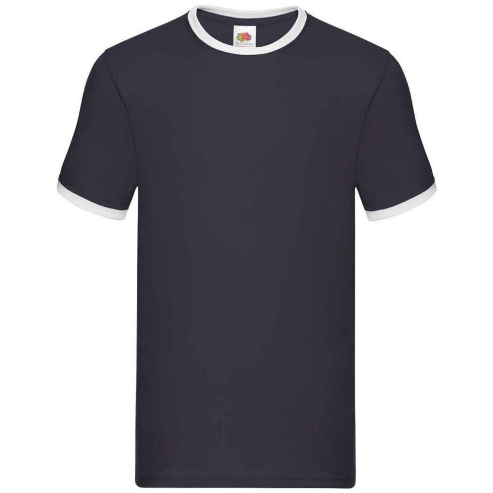 Fruit Of The Loom (M, Navy/White) Mens Ringer Contrast T-Shirt White