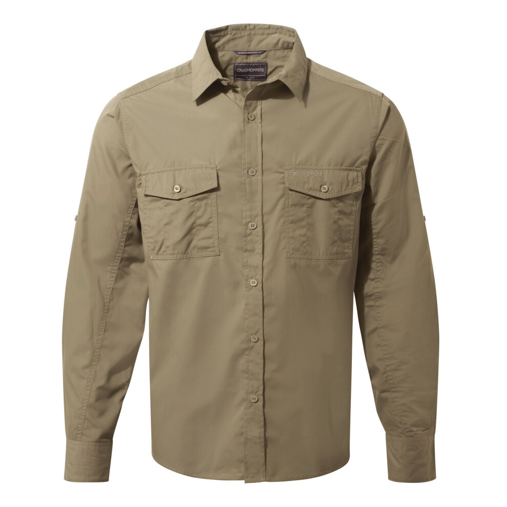 Craghoppers (L, Pebble ) Mens Expert Kiwi Long-Sleeved Shirt Brown