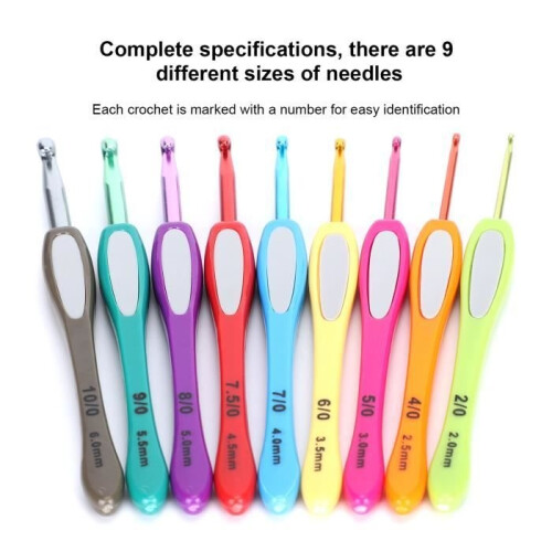 Crochet kit - Brand - Model - Ergonomic plastic handle - 9 needle sizes