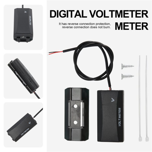 Motorcycle  LED Digital Voltmeter Monitor Panel Meter Volt Voltage Tester Reverse Connection Protection 12V-80V