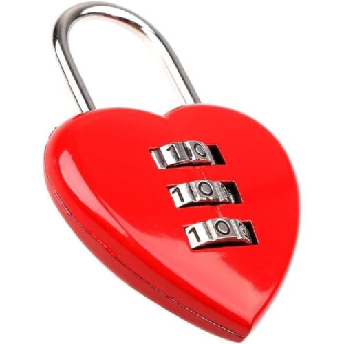 2pcs 3-Digit Code Lock Luggage Bag Padlock Resettable Cute Red 1