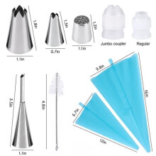 Professional Pastry Piping Nozzles - Stainless Steel - 32 Pieces - Cake Decorating - Multiple Shapes