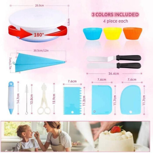 Baking Kit - 106 Pieces - Rotating Tray - Decorating Cakes, Pies, Donuts, Cookies 2