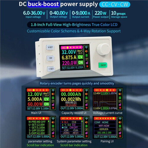 SK180S  Buck Boost Converter 9A 180W CNC Adjustable Regulator CC CV Lab Solar Charging Module 2