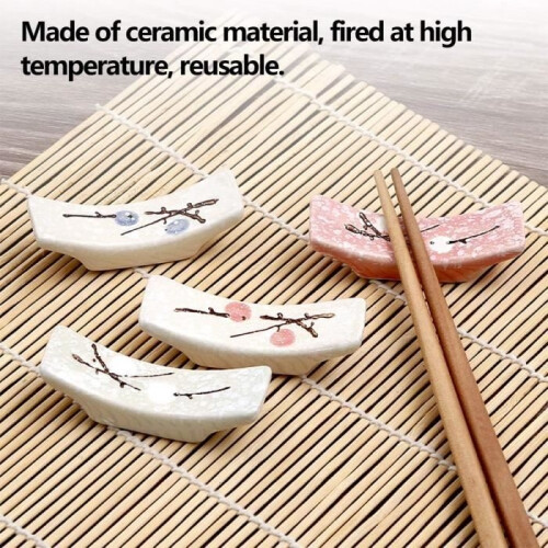 Chopstick Rest - Ceramic - Hand-Printed - 8 Pieces - Non-Slip - Durable and Reusable 2