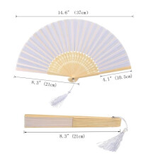 White Fan, 8 Pcs Folding Silk Fan Hand Fan for Wedding Cosplay Home Decoration Gift Painting Dancing
