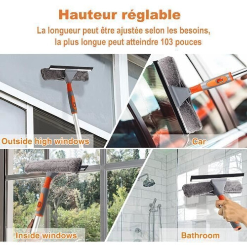 Professional Window Squeegee, Window Cleaning Kit with 2 Microfiber Cloths and Folding Seal, Window Squeegee with Handle 2