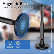 Antenne TV ATSC D'Intérieur, Portée de  de 1 050 , Antenne Numérique DVB-T2 pour  TV, Chaînes Locales, Compatible 4K et 1080p