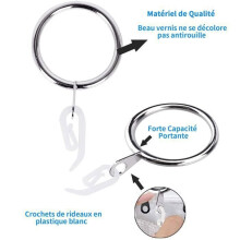Curtain Accessories: Curtain Rings and Hooks, 30mm Metal Curtain Hanging Rings and Hooks, 50pcs