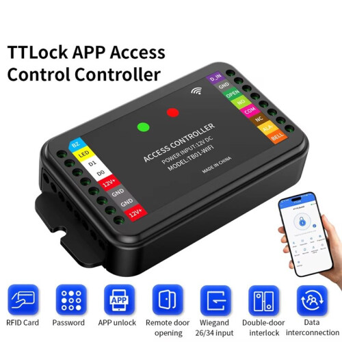 WiFi+ APP TT-LOCK Single Door RFID Access Control Remote Control Wiegand 26/34 Bit Input RFID Reader TTB01 2