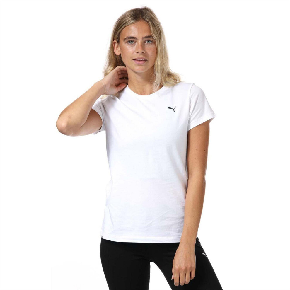 Puma (12 Uk, ) Womens/Ladies Small Logo Cotton T-Shirt White