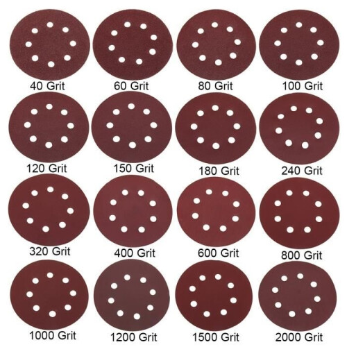 Sanding Disc - TEMPSA - 125mm - 160 Pcs - Grit 40#-2000# - 8 Holes 2