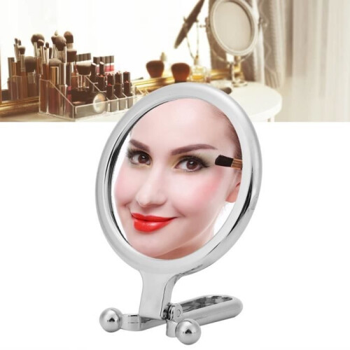 SALUTUYA Folding Makeup Mirror - Double-Sided - 10x Magnification - Silver 1