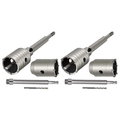 2 Conjunto de Serra de Concreto de 2 1/2 Polegadas com Haste SDS  de 220 mm, Broca de Serra de Parede de 65 mm para Parede de Pedra de Tijolo de 1