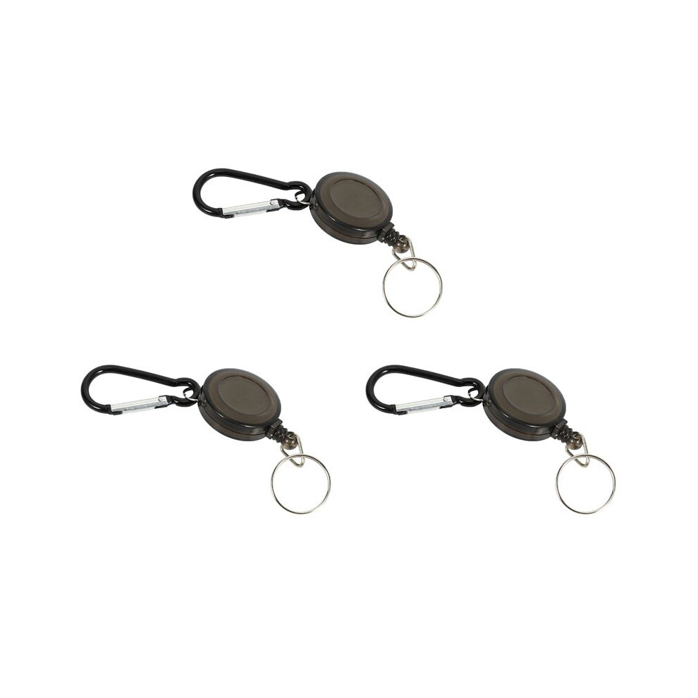 Lot 3 Badge Holder Winder Holder Keychain Retractable Carabiner Belt Clip Id Card Card Holder-Black 4712008623452