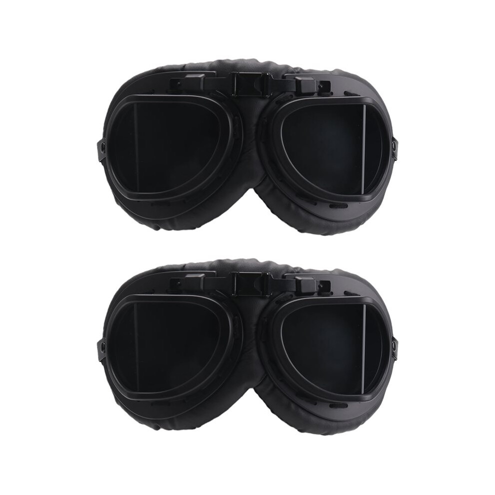 2X Retro Motorbike Helmet Goggles Jet Vintage Wwii Goggles Motorcycle Scooter Glasses Uv Gray 4712564436305