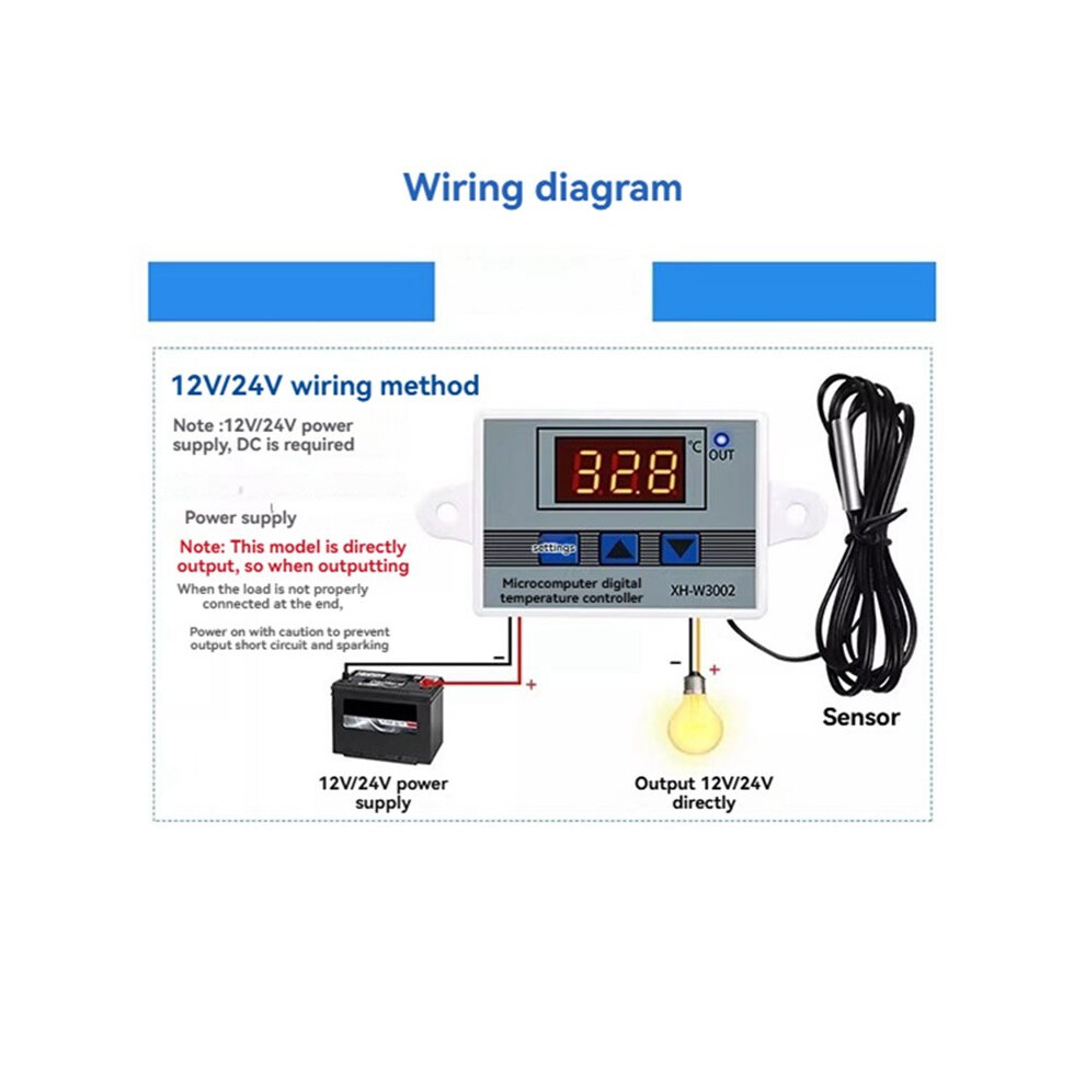 Xh-W3002 Digital Led Temperature Controller Max 10A Thermostat Regulator With Waterproof Probe 12V/120W 6033240924984