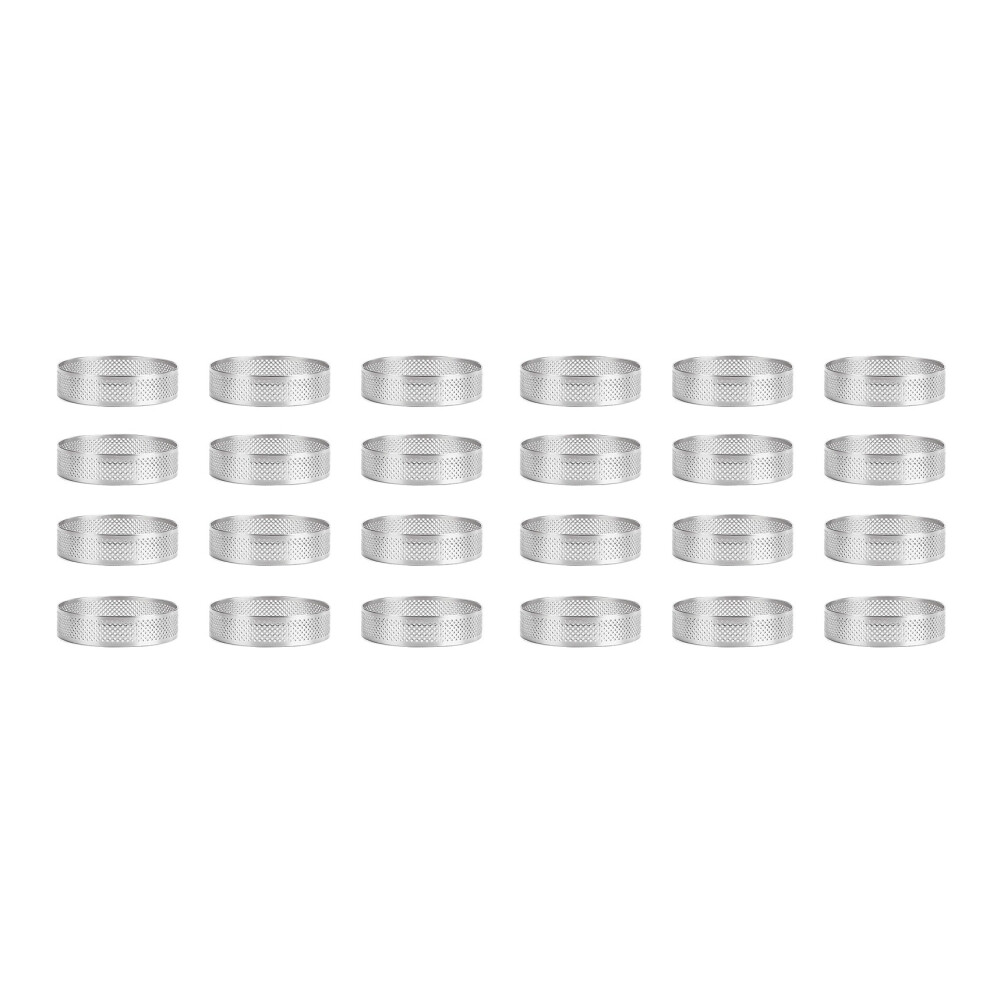 24 Pack Stainless Steel Tart Rings 3 In,Perforated Cake Mousse Ring,Cake Ring Mold,Round Cake Baking Tools 6034214837484