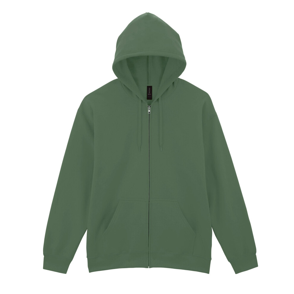 Gildan (4Xl, Military ) Unisex Adult Softstyle Fleece Midweight Full Zip Hoodie Green