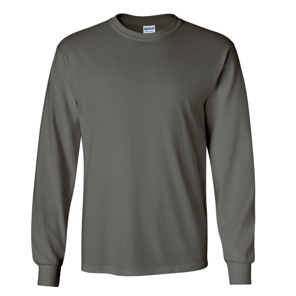 Gildan (3Xl, Charcoal) Mens Plain Crew Neck Ultra Cotton Long Sleeve T-Shirt Multicoloured