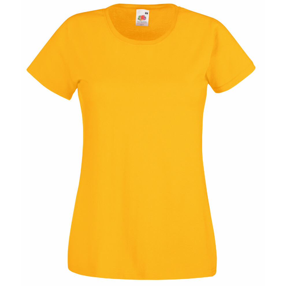 Fruit Of The Loom (S, Sunflower) Ladies/Womens Lady-Fit Valueweight Short Sleeve T-Shirt (Pack Of 5) Multicoloured