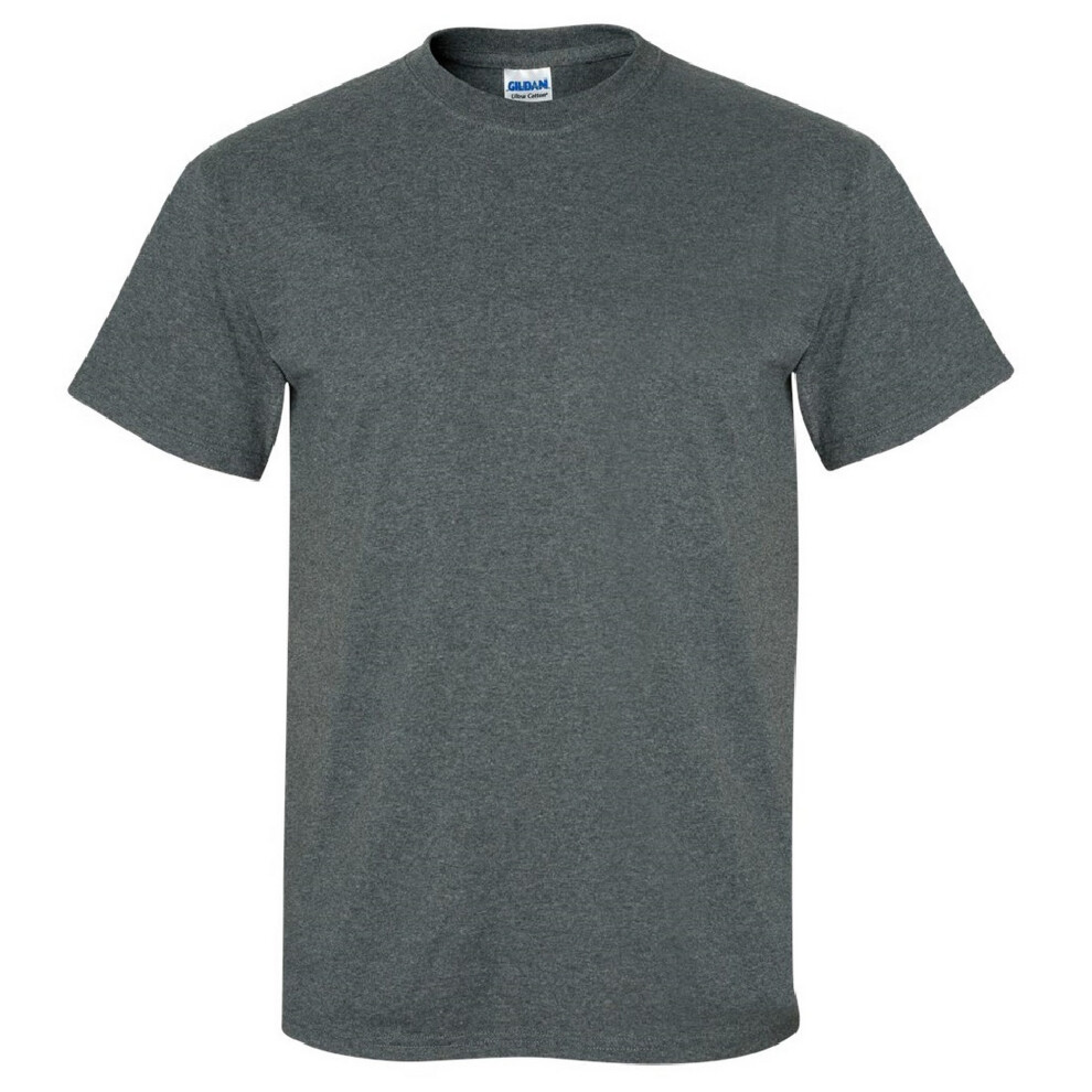 Gildan (L, Dark Heather) Mens Ultra Cotton Short Sleeve T-Shirt Multicoloured