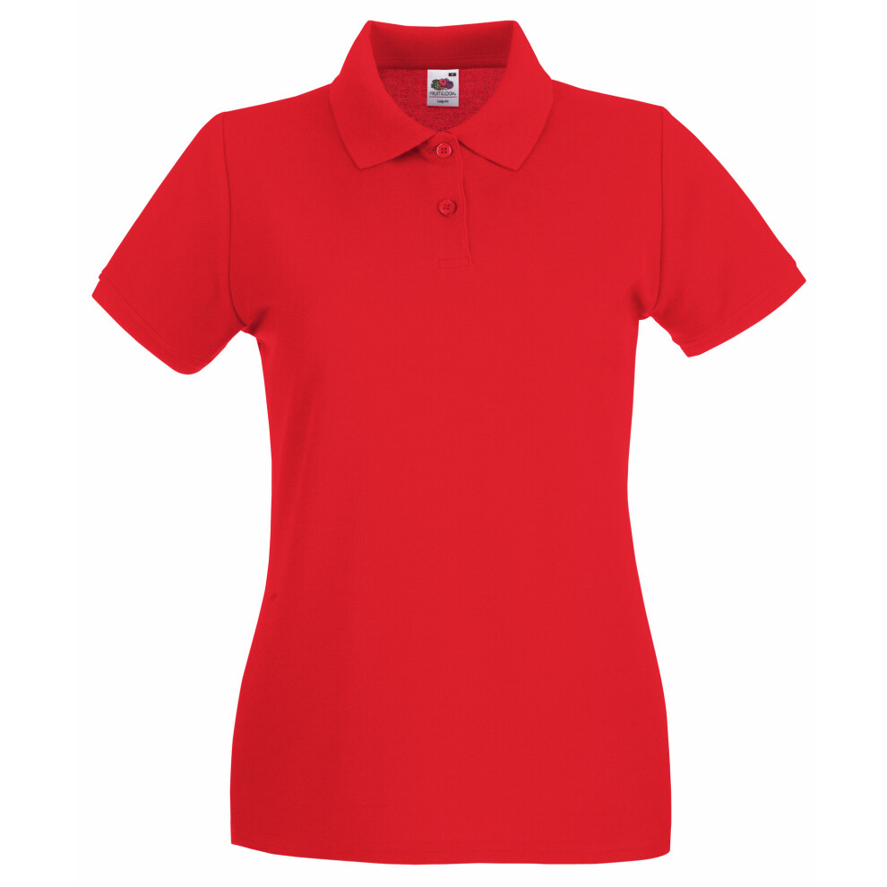 Fruit Of The Loom (S, ) Womens/Ladies Premium Fitted Short-Sleeved Polo Shirt Red
