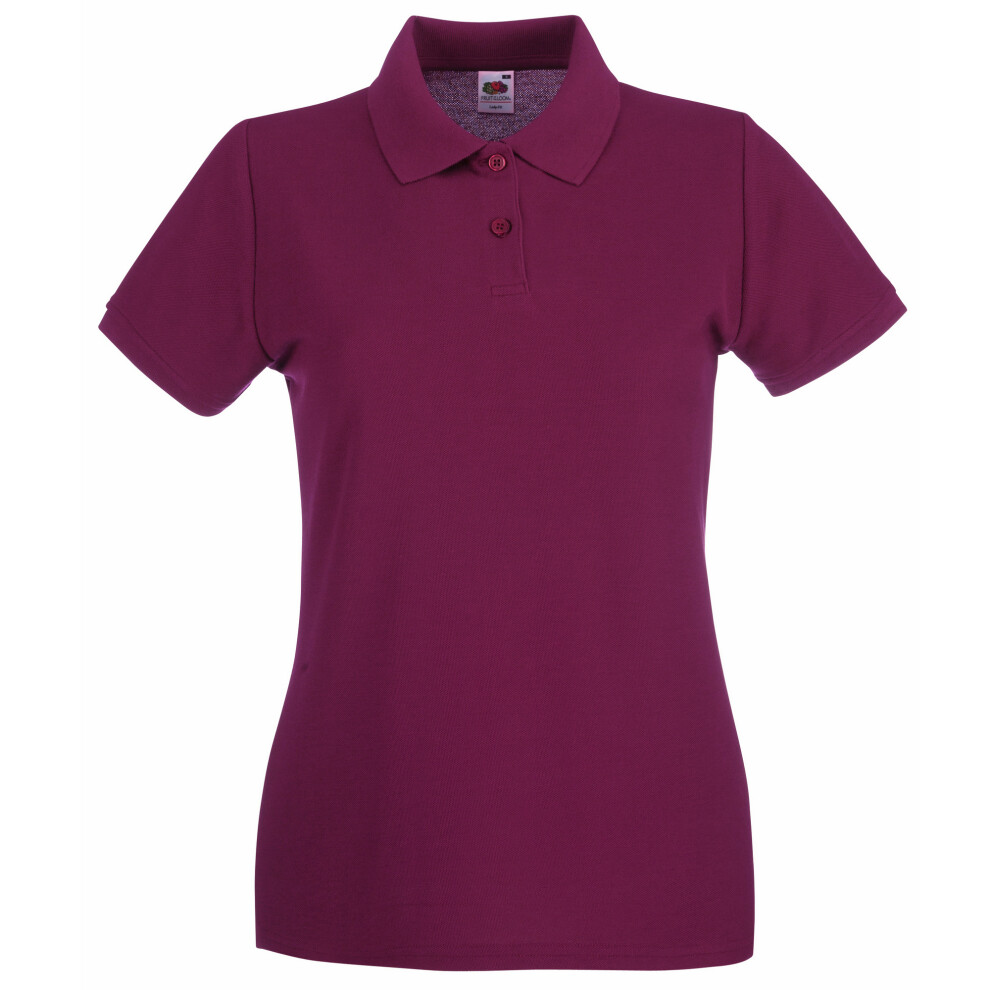 Fruit Of The Loom (Xl, Burgundy) Womens/Ladies Premium Fitted Short-Sleeved Polo Shirt Red,Multicoloured