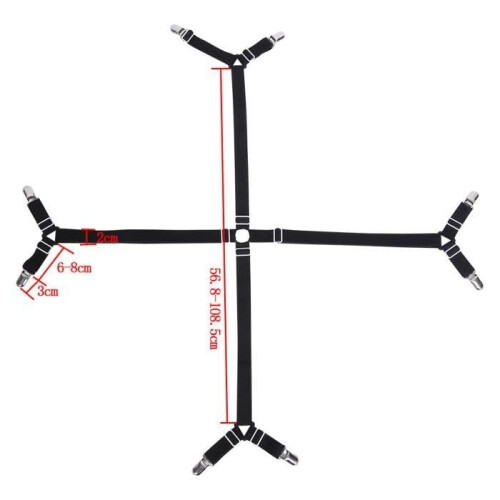 Sheet fasteners, loop straps, anti-slip triangle clips, clips for securing sheets, black cross pattern 1