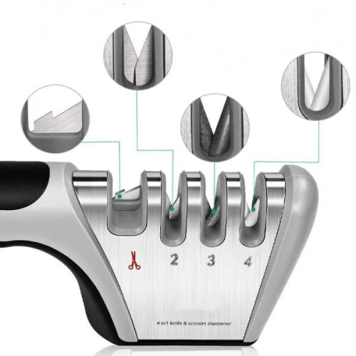 Aiktch - Knife Sharpener - 4 in 1 - Tungsten Steel - Diamond - Ceramic 2