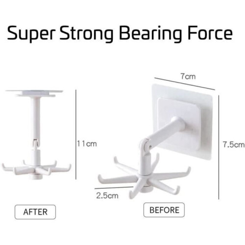 Coat rack - Adhesive hooks - White - Easy installation - Durable - 360 degrees 1