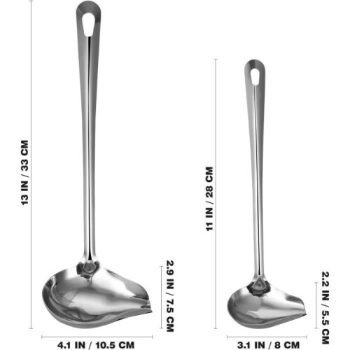 Sauce Spoon - 2 Pieces - Stainless Steel - Convenient Pouring Spout - Precise Serving 1