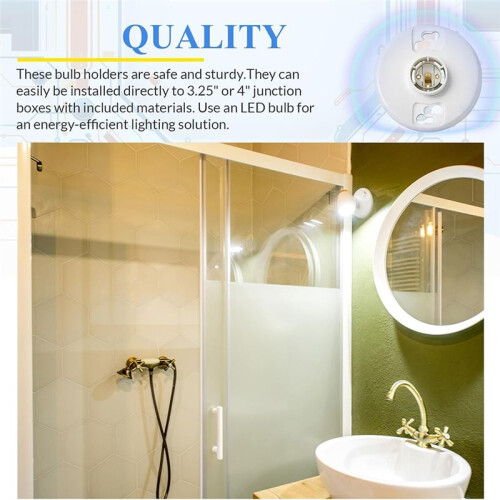 6Pcs Medium Base E26 Lampholder Keyless Top Lamp Holder Ceiling Light Sockets White Phenolic Bulb Socket CFL Lampholder 2