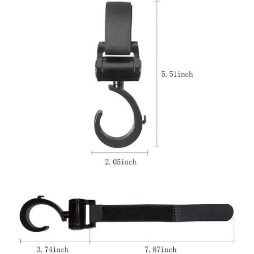 Stroller Hooks, 4PCS Stroller Hook Bags for Yoyo Strollers, Universal Stroller Clip Accessory (Pack of 4), Black 1