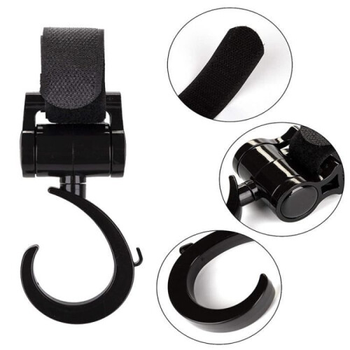 Stroller Hooks, 4PCS Stroller Hook Bags for Yoyo Strollers, Universal Stroller Clip Accessory (Pack of 4), Black 2