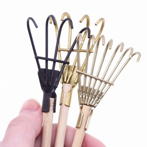 Mini Iron Rake Tool for Landscape, Handmade Landscaping Accessories, Model Accessories, Decoration 2