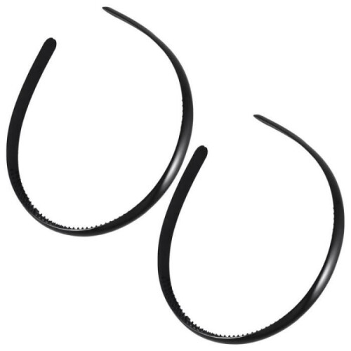 Plastic headband - 2 pcs - Black - Double row of teeth 2