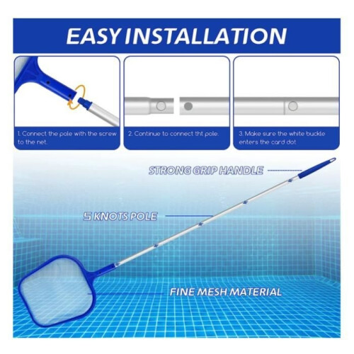 Pool skimmer net - Telescopic 120 cm - Aluminium - Efficient cleaning - Easy to install 2