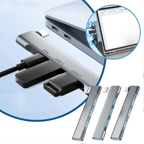 Προσαρμογέας διανομέα USB 3.0 4 σε 1, USB C σε τροφοδοτούμενο διανομέα 3 θυρών, μετα 2