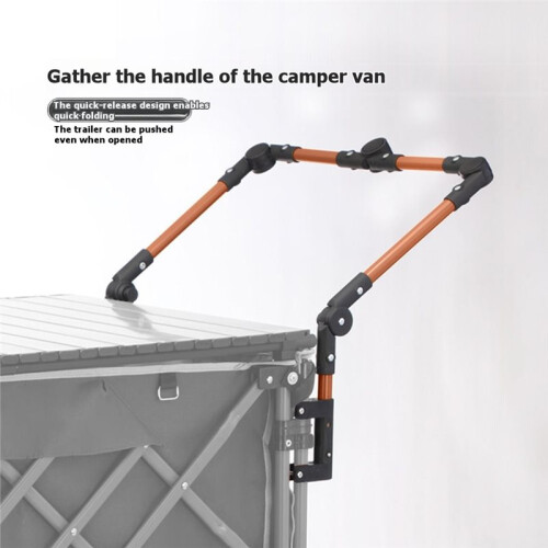 Trolley Handle Folding Wagon Push Handle Easy to Install Detachable Universal Foldable Replace Part Push Pull Bar 2