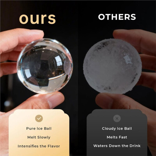 Clear Ice  Maker, 8 Whiskey Ice Cubes Mold, 2 Inch Silicone Ice  Tray, Easy-Release Sphere Ice Maker 1