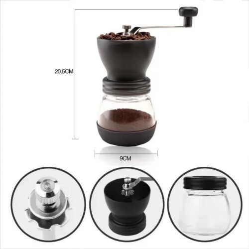 Manual coffee grinder - YIKXIULF - glass and ceramic jar - adjustable grind 1