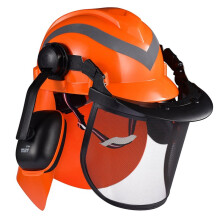 Industrial Chainsaw Helmet with Ear Mesh Clear Plastic Visors Included Adjustable for Forestry and Arborist Work