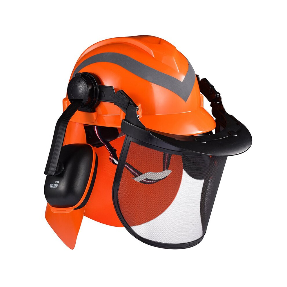 Industrial Chainsaw Helmet With Ear Mesh Clear Plastic Visors Included Adjustable For Forestry And Arborist Work 4711644221923
