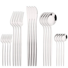 20Pcs Silver Dinnerware Set Stainless Steel Dinner Steak Knife Fruit Fork Spoon Cutlery Set Kitchen Tableware Silverware