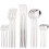 20Pcs Silver Dinnerware Set Stainless Steel Dinner Steak Knife Fruit Fork Spoon Cutlery Set Kitchen Tableware Silverware 1