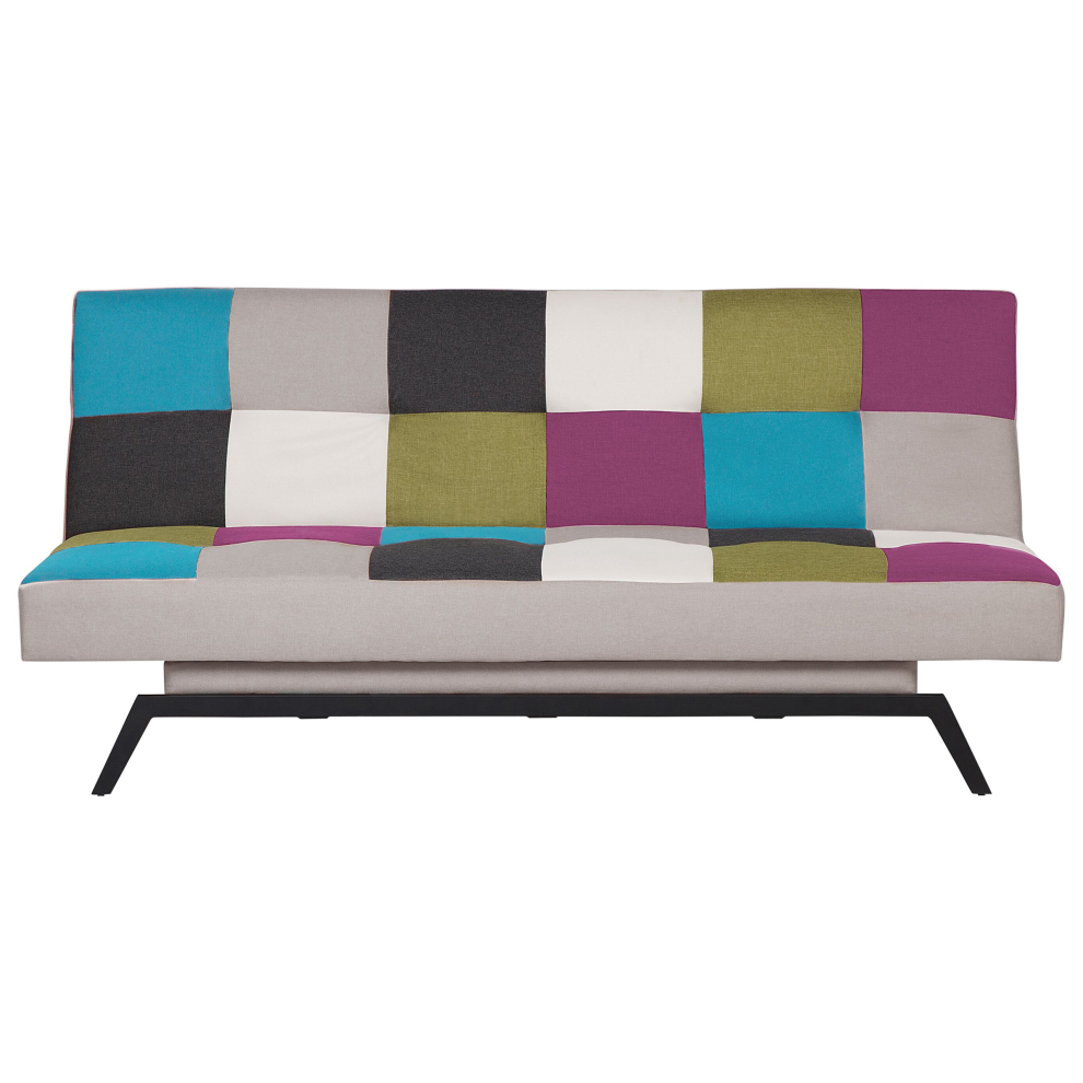 Beliani Sofa Bed 3 Seater Leeds Fabric Multicolour