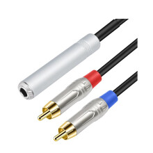 6.35Mm Female to 2 RCA Male Cable Stereo Audio Cable 1/4 Inch Jack to 2 RCA Audio Y Splitter Cable