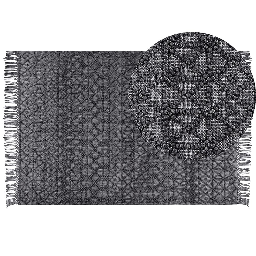 Beliani Rug Alucra Black 160 X 230 Cm Wool